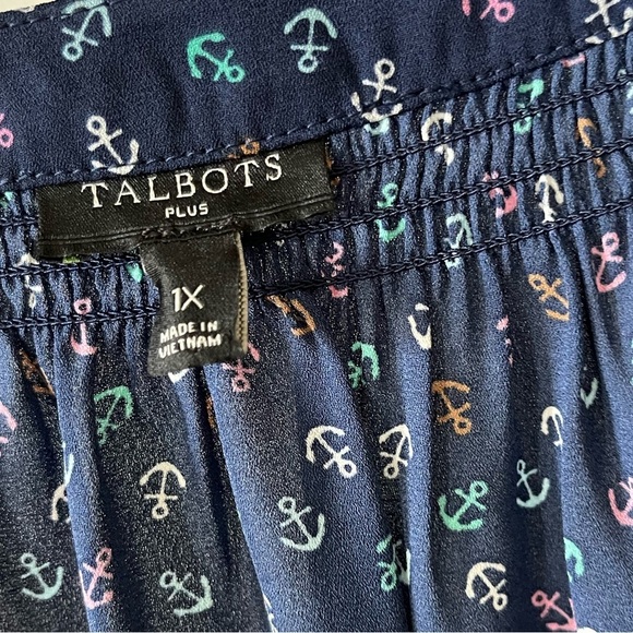 Talbots|Tossed Anchor Top, Long Sleeve Chiffon, Size 1x•••Beachy, Nautical Vibes - Picture 9 of 12